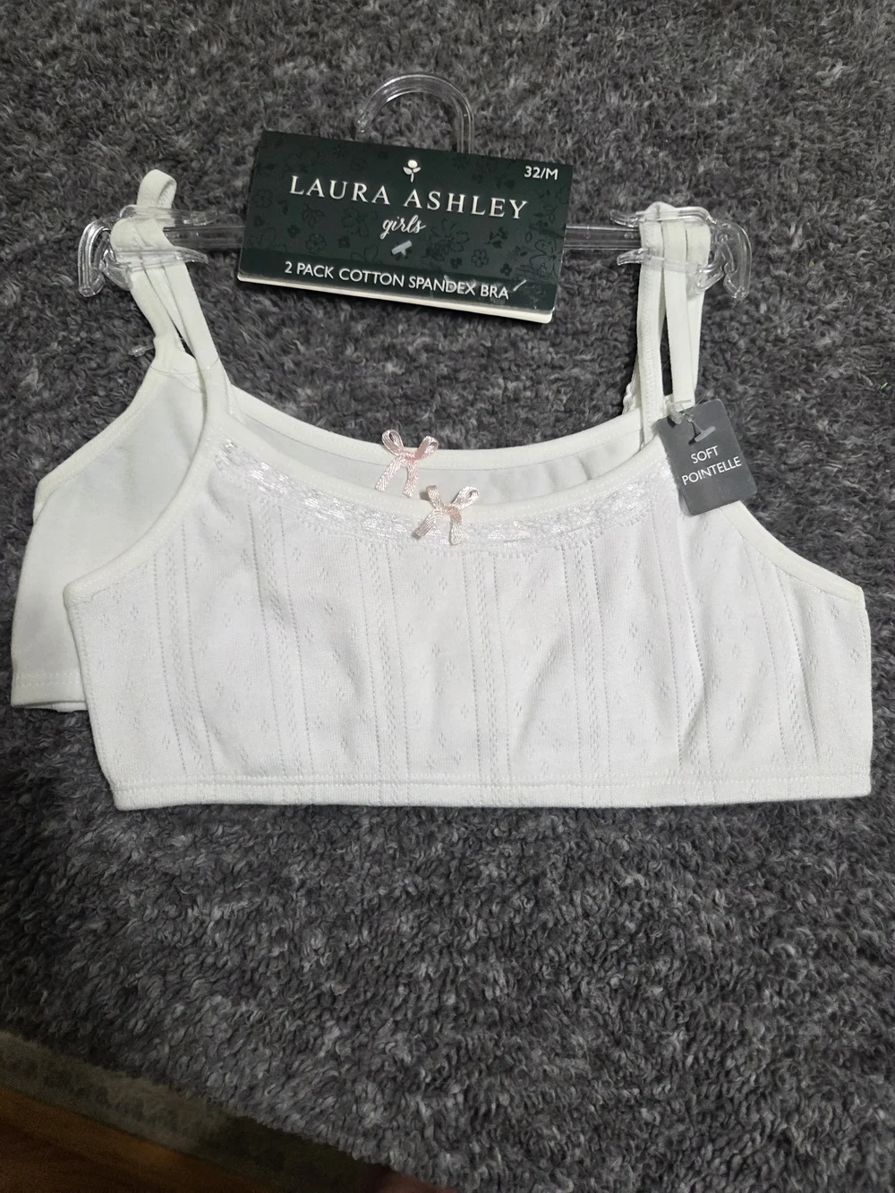 Laura Ashley Girls White & Pink Trim Cotton Stretch Bra Top